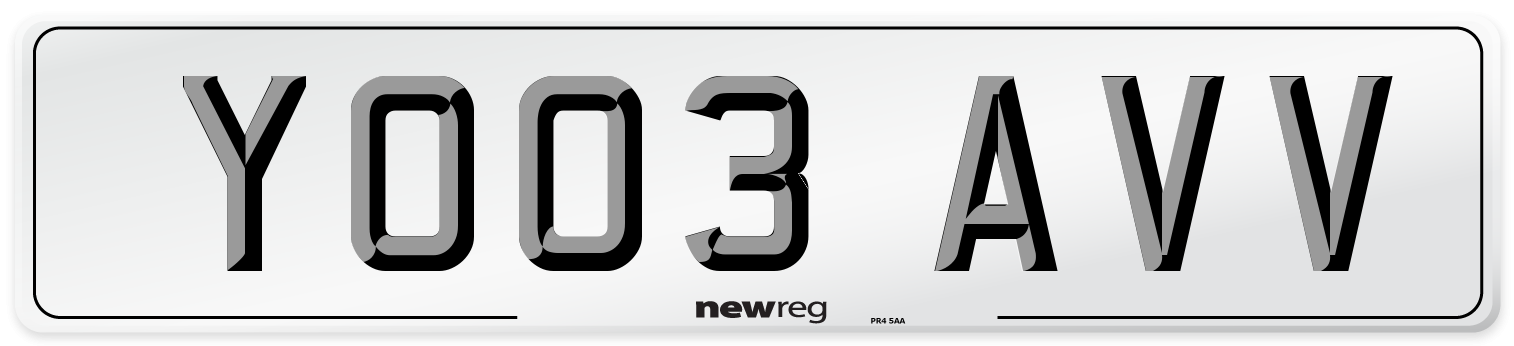 YO03 AVV Number Plate from New Reg
